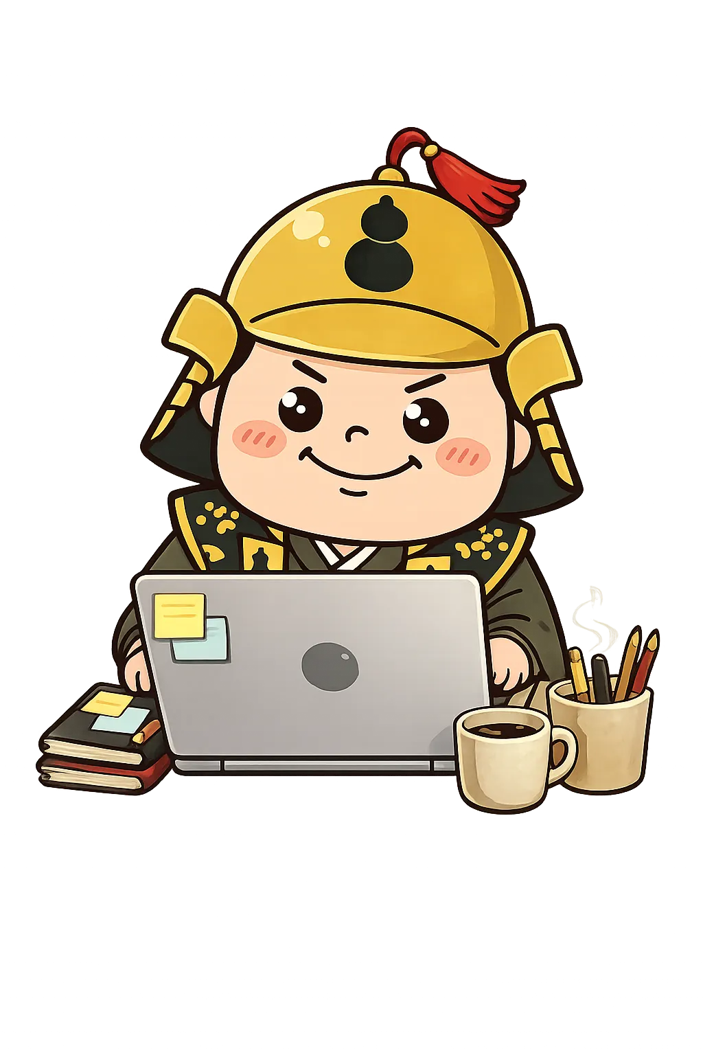 デスクで作業するYabasseキャラクター