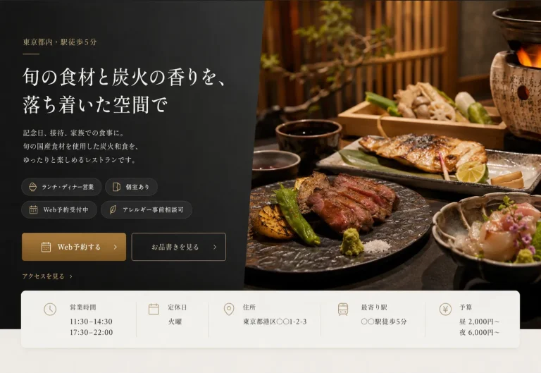 飲食店のブランディングサイト制作事例｜料理と空間の世界観を伝える構成で予約への後押しに